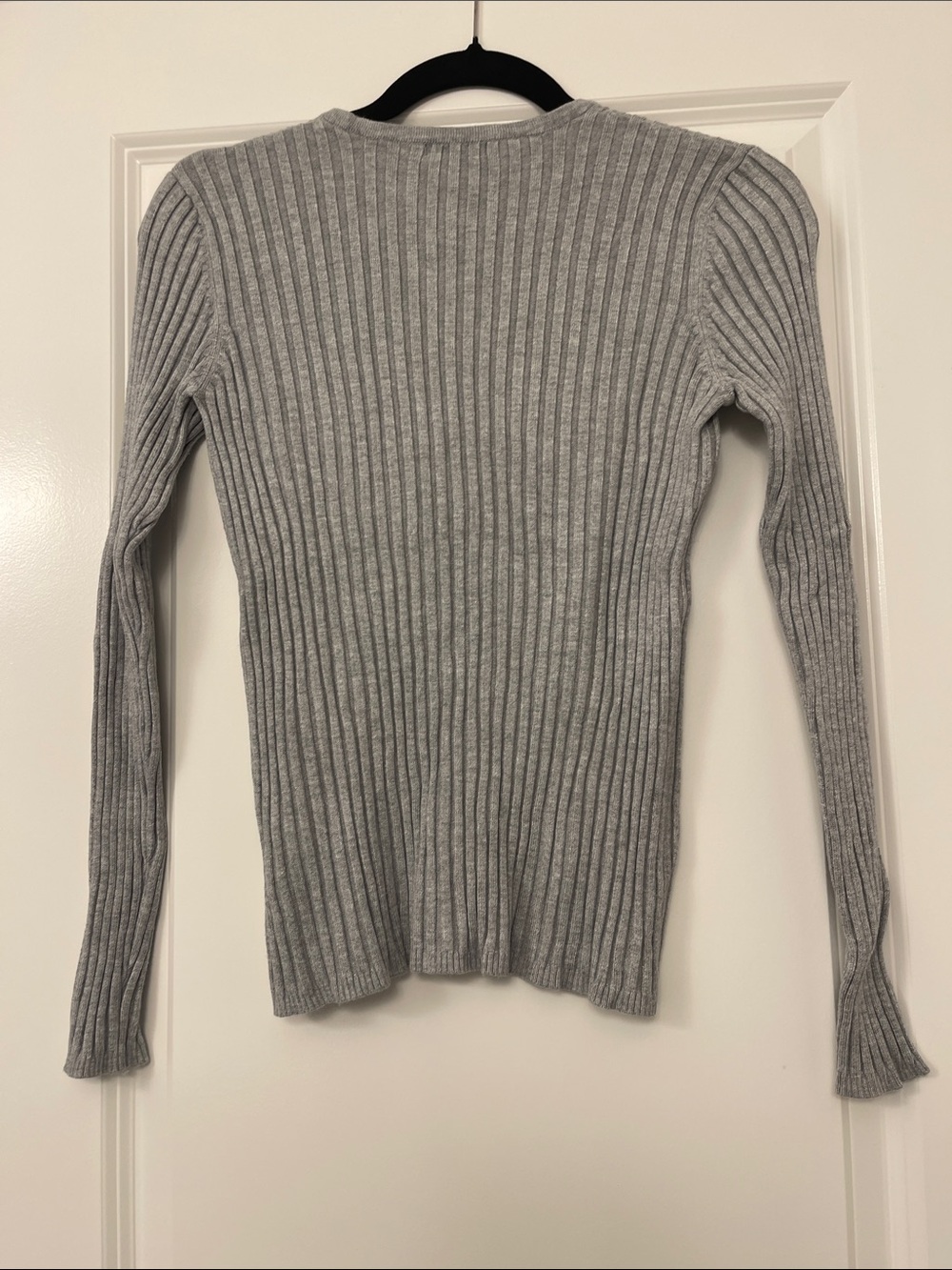 George Light Gray Ribbed V-Neck Sweater - Picture 4 of 4